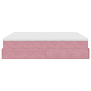 Ottoman Bett mit Matratzen Rosa 180x200 cm Samt