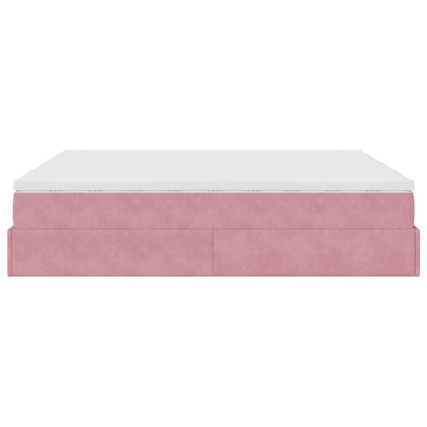 Ottoman Bett mit Matratzen Rosa 180x200 cm Samt