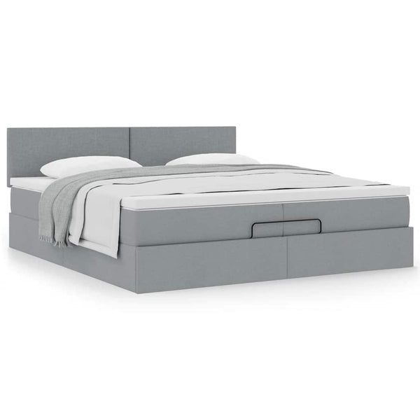 Ottoman Bett mit Matratze 200x200 cm Hellgrau