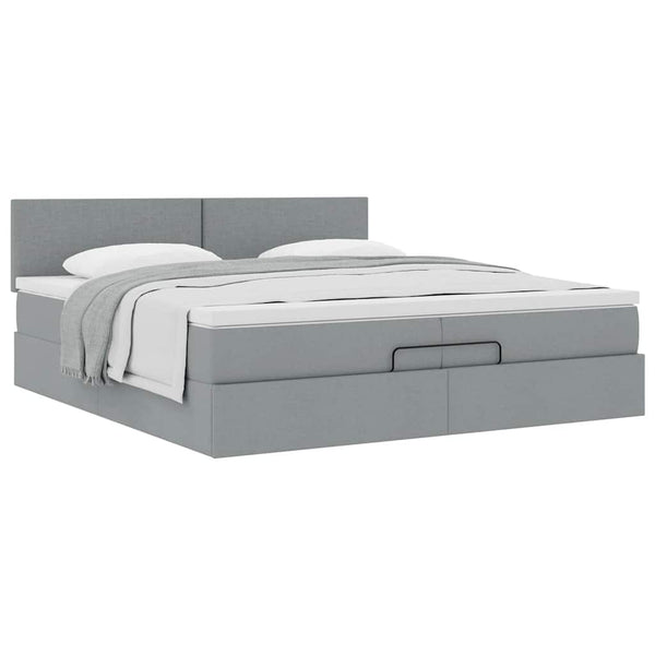 Ottoman Bett mit Matratze 200x200 cm Hellgrau