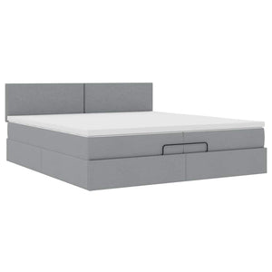 Ottoman Bett mit Matratze 200x200 cm Hellgrau