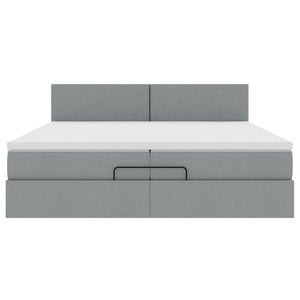 Ottoman Bett mit Matratze 200x200 cm Hellgrau