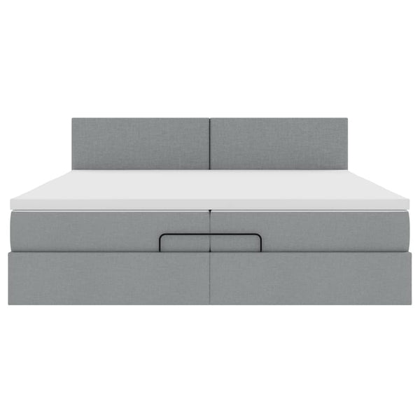 Ottoman Bett mit Matratze 200x200 cm Hellgrau