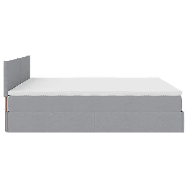 Ottoman Bett mit Matratze 200x200 cm Hellgrau