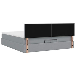 Ottoman Bett mit Matratze 200x200 cm Hellgrau