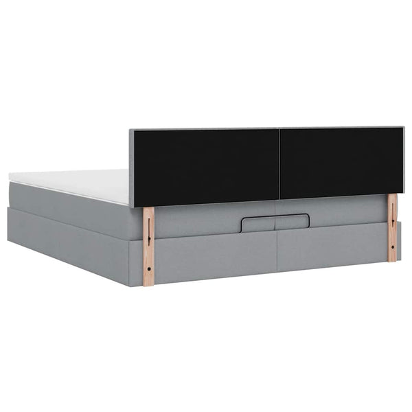 Ottoman Bett mit Matratze 200x200 cm Hellgrau
