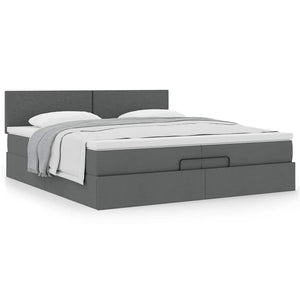 Ottoman Bett mit Matratze Dunkelgrau 200x200 cm
