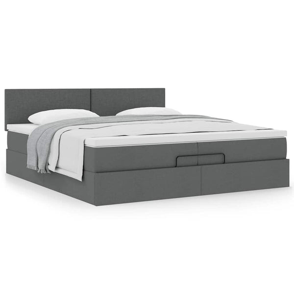 Ottoman Bett mit Matratze Dunkelgrau 200x200 cm
