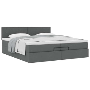 Ottoman Bett mit Matratze Dunkelgrau 200x200 cm