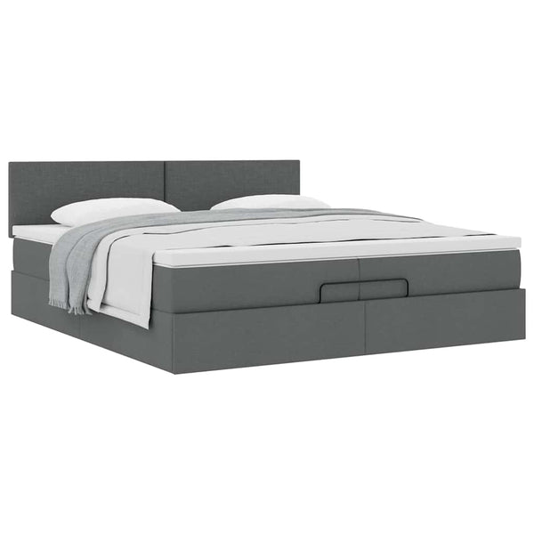 Ottoman Bett mit Matratze Dunkelgrau 200x200 cm