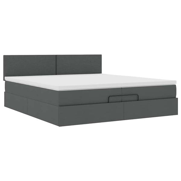 Ottoman Bett mit Matratze Dunkelgrau 200x200 cm