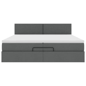 Ottoman Bett mit Matratze Dunkelgrau 200x200 cm