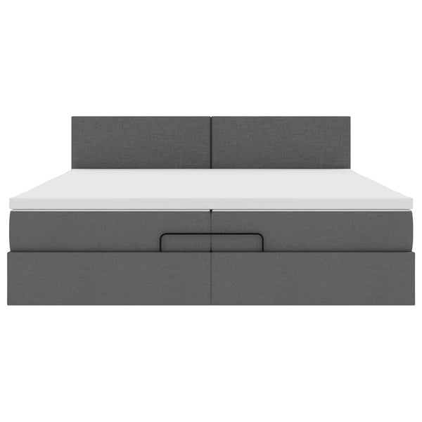 Ottoman Bett mit Matratze Dunkelgrau 200x200 cm