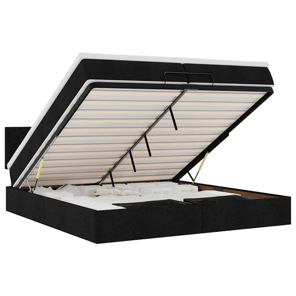 vidaXL Lit ottoman avec matelas noir 200x200 cm tissu