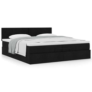 Ottoman Bett mit Matratze 200x200 cm Schwarz