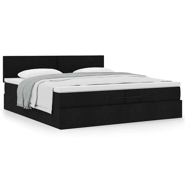 Ottoman Bett mit Matratze 200x200 cm Schwarz