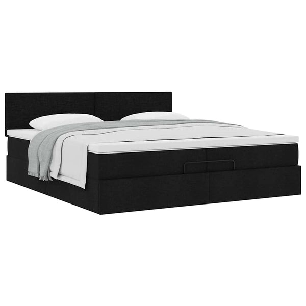 Ottoman Bett mit Matratze 200x200 cm Schwarz