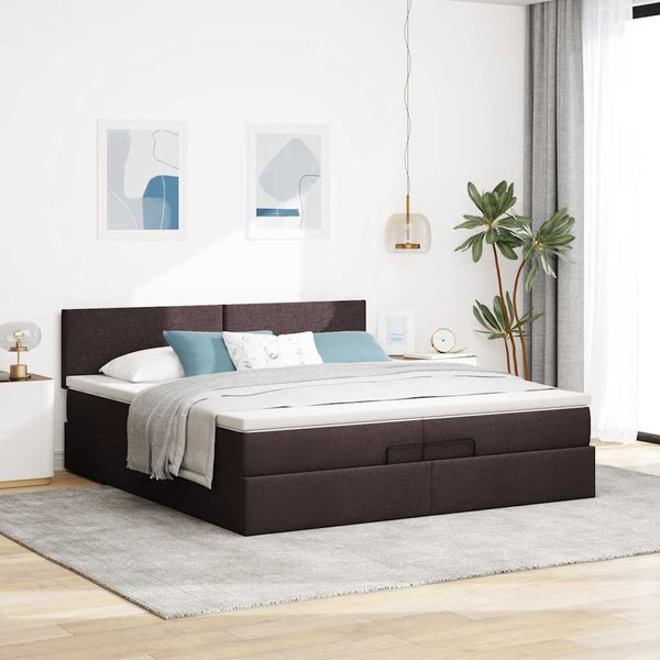 Ottoman Bett mit Matratze Dunkelbraun 200x200