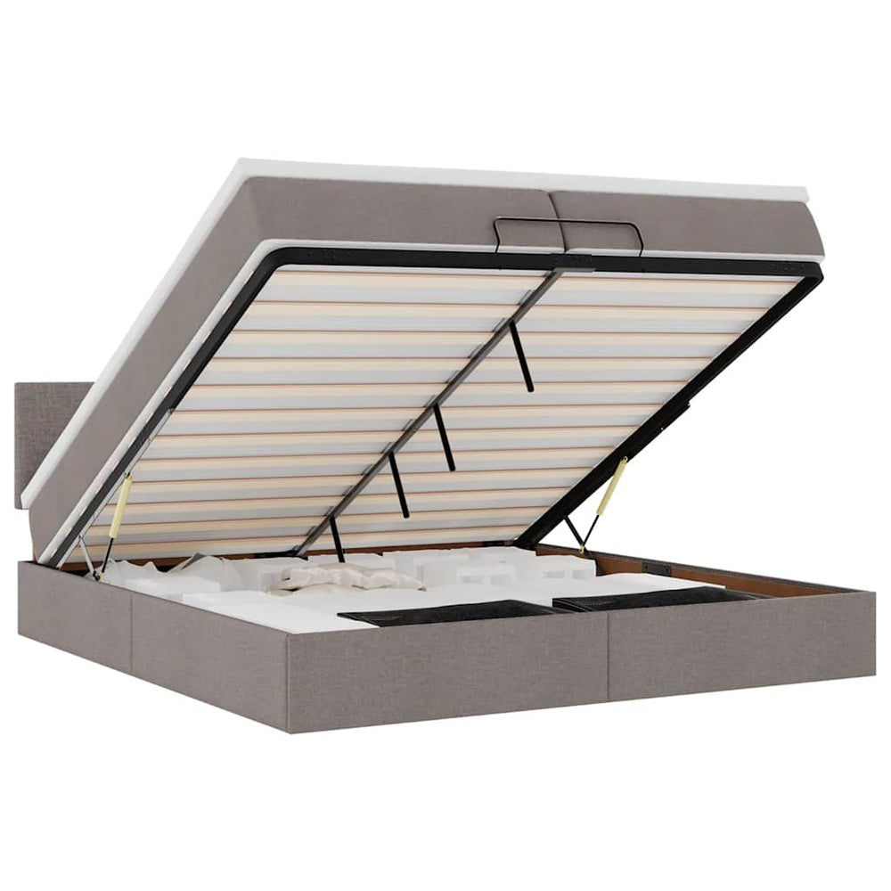 vidaXL Lit coffre avec matelas Taupe 200x200 cm Tissu