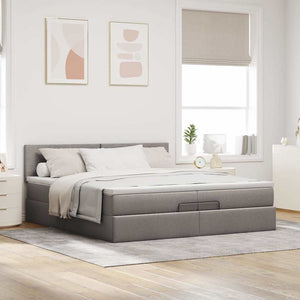 Ottoman Bett mit Matratze Taupe 200x200 cm