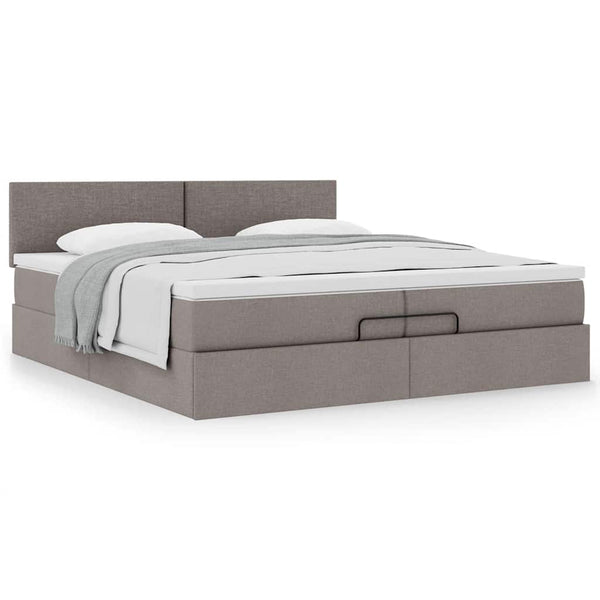 Ottoman Bett mit Matratze Taupe 200x200 cm