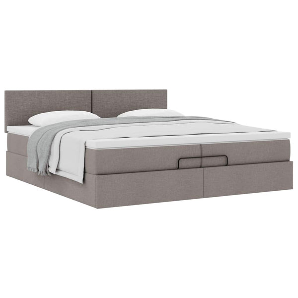 Ottoman Bett mit Matratze Taupe 200x200 cm