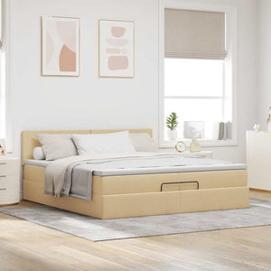 Ottoman Bett mit Matratze Creme 200x200 cm