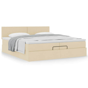 Ottoman Bett mit Matratze Creme 200x200 cm