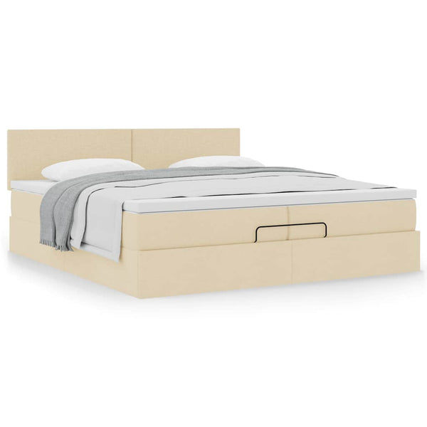 Ottoman Bett mit Matratze Creme 200x200 cm