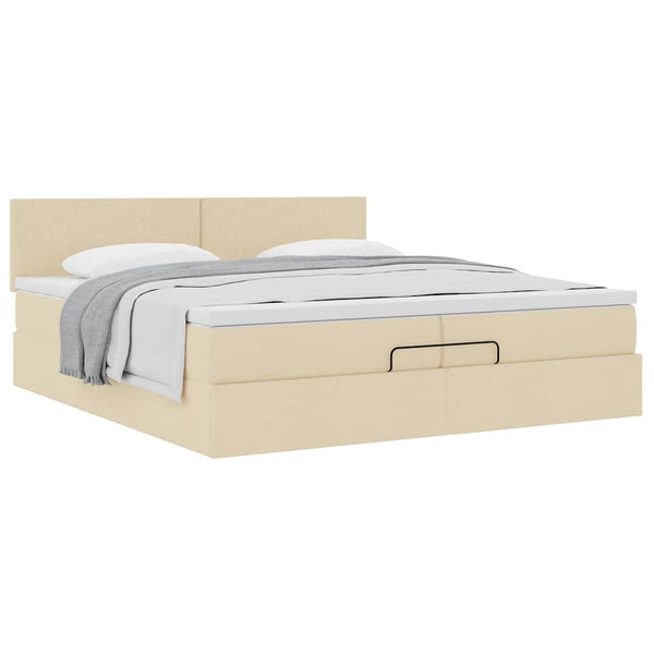 Ottoman Bett mit Matratze Creme 200x200 cm