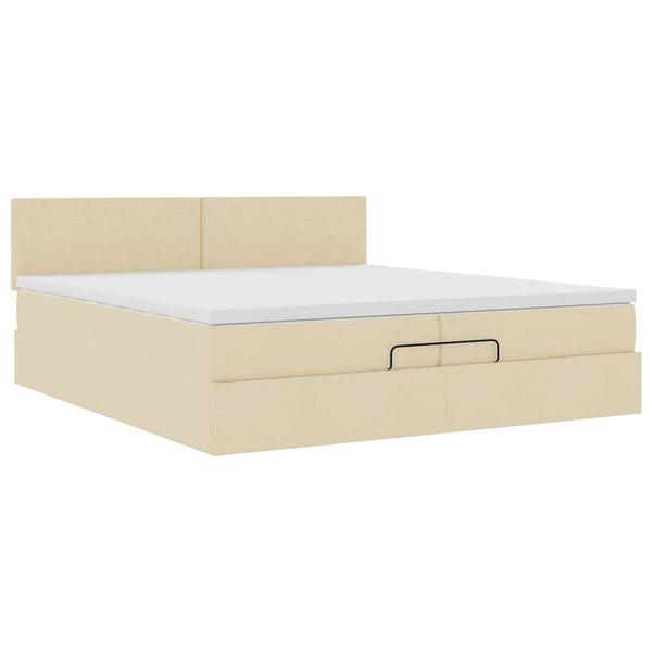 Ottoman Bett mit Matratze Creme 200x200 cm