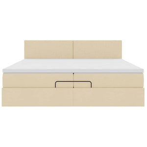 Ottoman Bett mit Matratze Creme 200x200 cm
