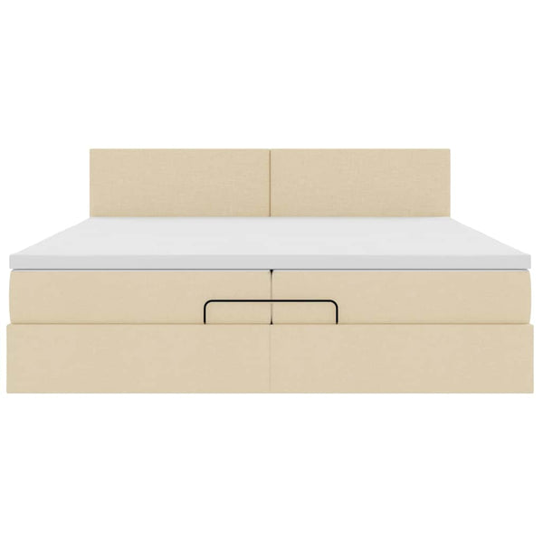 Ottoman Bett mit Matratze Creme 200x200 cm