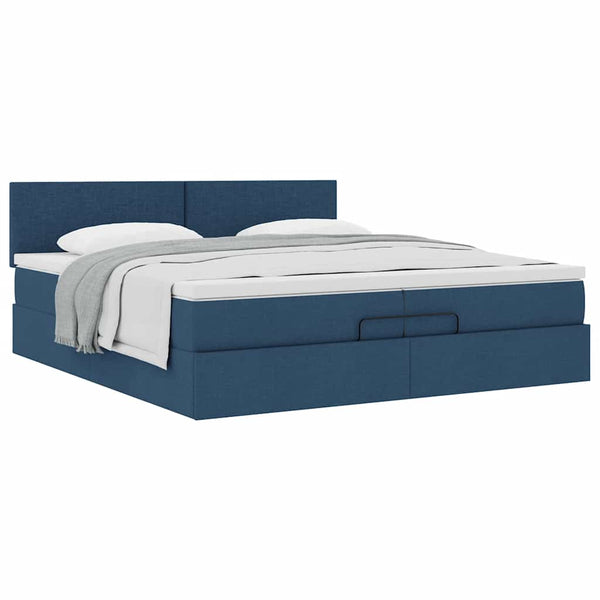 Ottoman Bett mit Matratze Blau 200x200 cm
