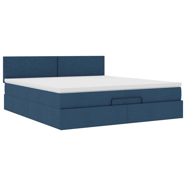 Ottoman Bett mit Matratze Blau 200x200 cm