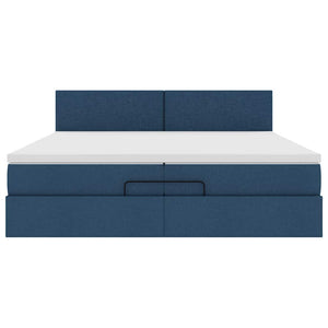 Ottoman Bett mit Matratze Blau 200x200 cm