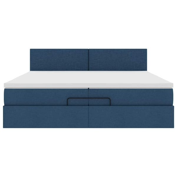 Ottoman Bett mit Matratze Blau 200x200 cm