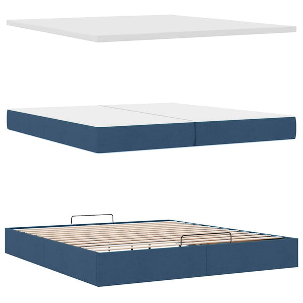 Ottoman Bett mit Matratze Blau 200x200 cm