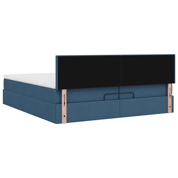 Ottoman Bett mit Matratze Blau 200x200 cm