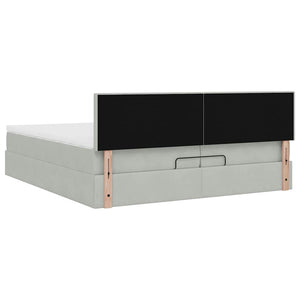 Ottoman Bett mit Matratze 200x200 cm Hellgrau Samt