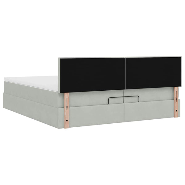 Ottoman Bett mit Matratze 200x200 cm Hellgrau Samt