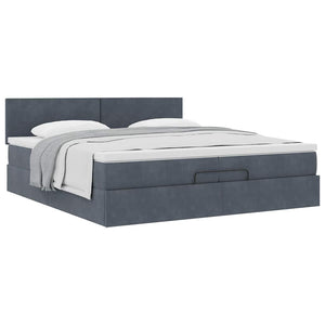 Ottoman Bett mit Matratze Dunkelgrau Samt 200x200
