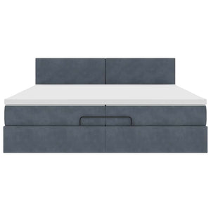 Ottoman Bett mit Matratze Dunkelgrau Samt 200x200