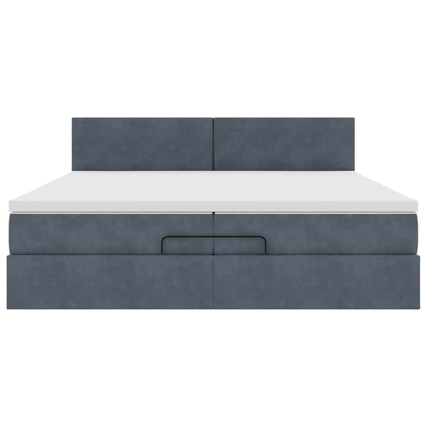 Ottoman Bett mit Matratze Dunkelgrau Samt 200x200