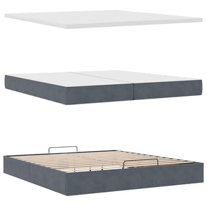 Ottoman Bett mit Matratze Dunkelgrau Samt 200x200
