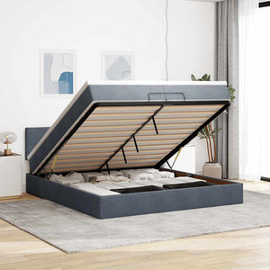 Ottoman Bett mit Matratze Dunkelgrau Samt 200x200