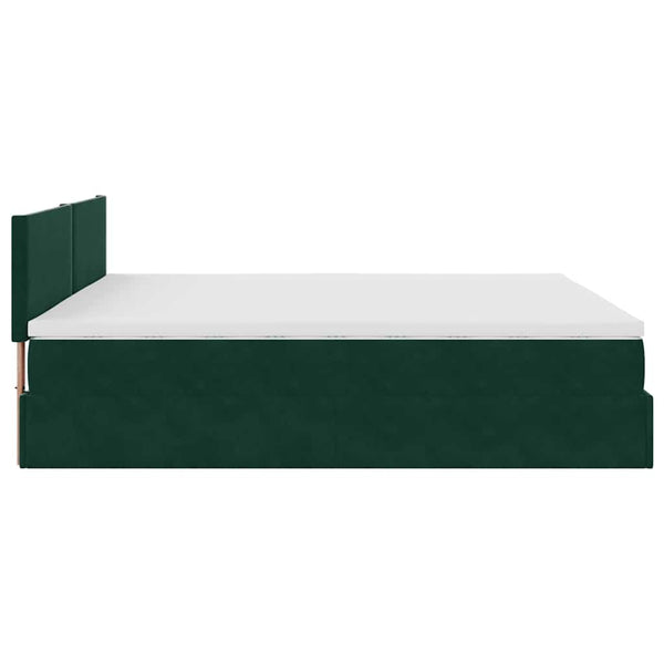 Ottoman Bett mit Matratze Dunkelgrün 200x200 cm