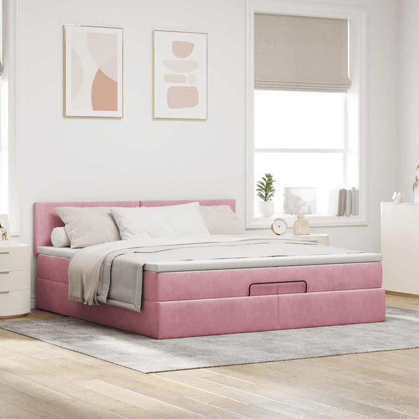 Ottoman Bett mit Matratze Rosa 200x200 cm