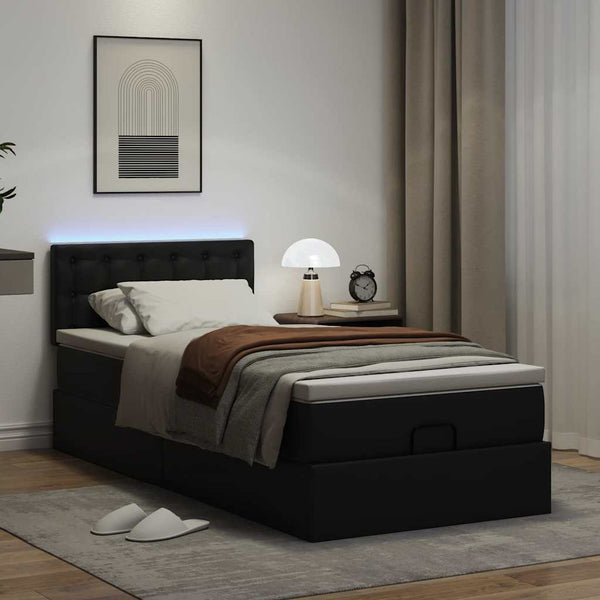 Ottomanbett mit Matratze & LEDs 80x200 cm Kunstleder