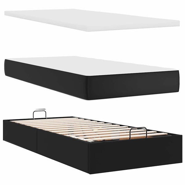 Ottomanbett mit Matratze & LEDs 80x200 cm Kunstleder